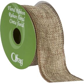 Berwick Offray 1.5" Wide Rustic Saddle Polyester Ribbon, Natural Brown, 4 Yards
