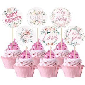 Gyufise 36Pcs Baby Shower Cupcake Toppers Baby Cupcake Toppers Gold Woodland Jungle Safari Theme Cupcakes Decor Gender Reveal Cake Topper Boy Girl Birthday Party Green Leaf Cake Decorations