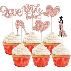 30Pcs Bride to Be Cupcake Toppers with Glitter Love Heart Ring Champagne Bridal Shower Cupcake Picks Decoration for Wedding Engagement Bachelorette Party Supplies Silver