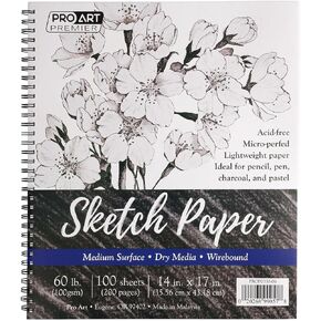 Pro Art Art Premium Paper Pad 14 "x17" 100 ورقة ، 60#، سلك ، كتاب رسم ، كراسة رسم ، لوحة الرسم ، لوحة الرسم ، كتاب فني ، ورقة ، كراسة رسم لصالح