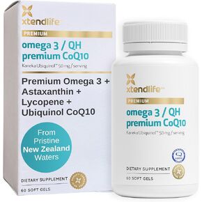 Xtend-Life, Omega 3 QH Premium Fish Oil, Exclusive Formula with Astaxathin and Lycopene Plus CoQ10 Ubiquinol for Optimum Heart Health Support, Men and Women, 60 Gluten Free Soft Gels