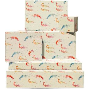 Central 23 Birthday Wrapp Paper - 6 صفائح من غلاف الهدايا - الروبيان الملون - حيوان بحر المحيط - ورقة غلاف الأطفال - يأتي مع ملصقات - قابلة لإعادة التدوير