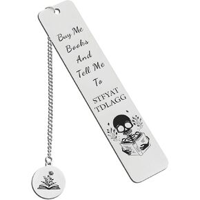 Snycler Stainless Steel Acotar Bookmark with Tassel, Acotar Inspirational Creative Moon Mountains Text Book Marks for Reading Women Men Collection, Books Accessories (Silver Style 1)