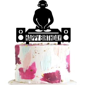 DJ Happy Birthday Cake Topper - Hip Hop & Rock Music Lover - Disco Theme Decorations