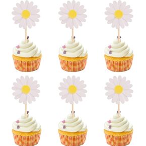 ephlyn 24pcs الأرجواني ديزي كب كيك أعلى الأقطار زهرة كعكة أعلى الأقطار ديزي كعكة ديزي