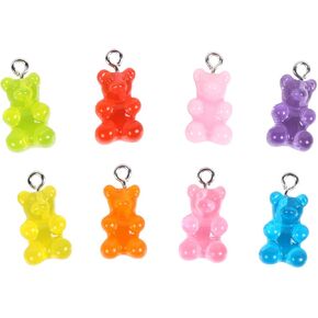 قلادة Benbo Resin Gummy Bear ، 40pcs 8 ألوان الكرتون الدب الدب القلادة قلادة دب حلوى سحر لمجوهرات DIY صنع الصياغة