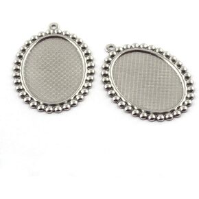 UniCraftale 10pcs 25x18mm pendant cabochon إعدادات الصلب غير القابل للصدأ المعلق