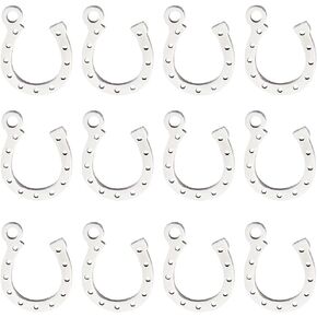 SUNNYCLUE 1 Box 30 Pcs Small Horseshoe Charm Horse Shoes Charms Silver Stainless Steel Metal Lucky Horseshoes Western St Patrick's Day Festivals Charms for Jewelry Making DIY Crafts