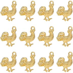 Sunnyclue 1 Box 30PCS REAL 18K GOLD PLATED DIRCHER SHARMS ROOSTER SHARMS MELOY GOLDEN GOLDEN TOMES TOPURES FARM COCK Charm for Jewelry Making Charms Easter Party Women Supplies Supplies