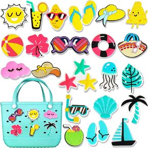 سحر لإكسسوارات حقيبة BOGG ، 22 ٪ Summer Beach موضوع سحر الديكور PVC لحقيبة Bogg Rubber Beach Facs