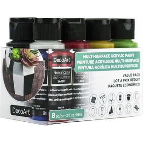 Decoart Multi -Surface Satin Acrylic Paint Set - Colors Basic ، 8pk - 8 ct.