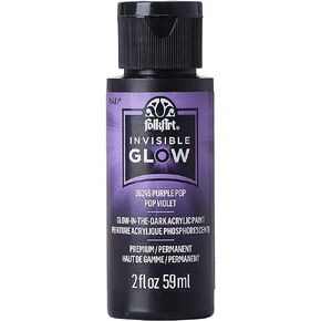Folkart Invisible Glow Acrylic Craft Paint ، Purple Pop 2 Fl Oz Premium Glow في الطلاء الداكن ، مثالي لسهولة تطبيق الفنون والحرف DIY ، 36245