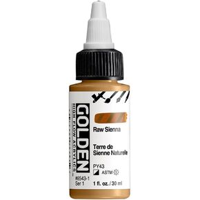 عالي التدفق الأكريليك بواسطة Golden ، Raw Sienna ، 1 FL. أوز. زجاجة ، طلاء أكريليك احترافي ، شبه مفتوح