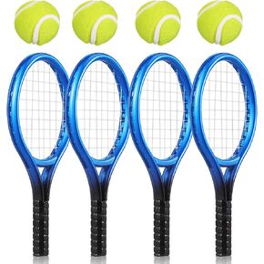 KISANGEL MINI TENNIS KEYCAIN ، 4 مجموعات مضرب التنس والكرات Miniature Cake Topper Keychain Kit Toy Dollhouse للمعدات الرياضية