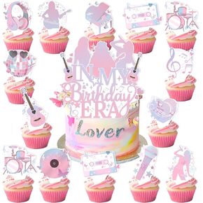 25pcs موسيقى الكعك الموسيقية الكعك - Super Star Birthday Party Cake Cake Topper Decorations لعشاق الاحتفال بحفل الاحتفال