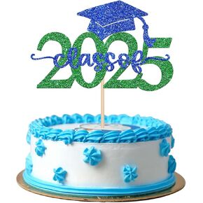 RSSTARXI 1 فئة حزمة 2025 CAKE TOPPER فئة 2025 التخرج كب كيك اختيار تهانينا دبلوم دبلوم الديكور لكلية المدرسة الثانوية سعيد 2025 لحزب التخرج لوازم الأزرق