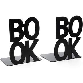 2Pcs Book Word Book Rack Heavy Duty Metal Bookends - Non-Slip Bookends Office Desktop Home Office Supplies Bookshelf for Book Lovers Book Ends (B135+B232)