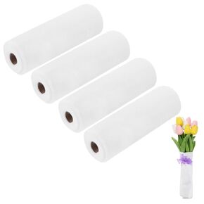 4-ROLLS زهرة مياه القطن الامتصاص ، 11.8x118 بوصة/ 30cmx3 متر زهرة طازجة القطن التجنيب للزهور لإمدادات زهور ، استبدال أنبوب المياه الزهرة [أبيض]
