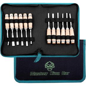 Monkey King Bar-12pcs Wood Carving Chisel Set- Sharp Woodworking Tools with Case Storage