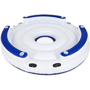 YUSING Inflatable Pool Floats, 2-3 Person Giant Pool Float Lounger with Cup Holder for Adults & Kids, Floating Island for Indoor & Outdoor