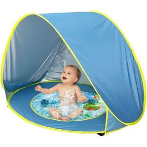 PandaEar Baby Beach Tent with Pool, Pop Up Sun Shelter for Infant Toddlers, Portable UV Protection Shade with Carry Bag for Outdoor Travel, Camping