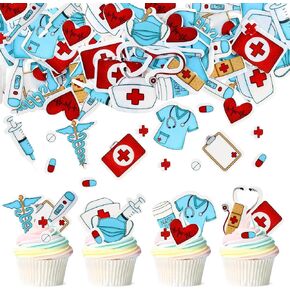 Ercadio 24pcs ممرضة كب كيك أعلى القبعات الممرضة السعيد يوم التمريض التخرج كب كيك يختار شكرا لك على ممرضة طبية تحت عنوان زخارف كعكة حفلة عيد ميلاد اللوازم الناس الوردي