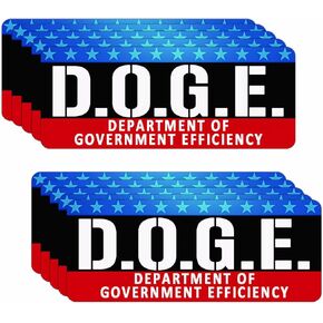 10 PCS D.O.G.E. ملصقات 3 × 7.5 بوصة قسم الكفاءة الحكومية ملصقات الملصقات السياسية المضحكة للسيارات وأجهزة الكمبيوتر المحمولة