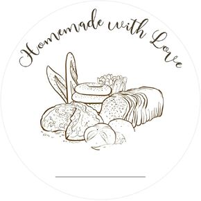 Homemade with Love Stickers Bread Bag Stickers Baked Goods Packing and Wrapping Labels,Baked with Love Bags Decoration for Bakeries,Weddings,Baby Showers,500 Pcs Per Roll