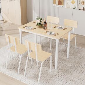 Ball & Cast 7 Pieces Dining Table Set,Kitchen Table and Chairs for 6 with 52" Table and 6 Chairs,Desk with Foot Pads,for Small Space,Apartment,Dining Room,Brown