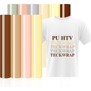 TECKWRAP 10 Sheets Skin Tone PU Heat Transfer Vinyl Sheets, 12"x12" HTV Vinyl for T-Shirts, Clothes, Bags, and More, Iron on Vinyl Suitable for Most Cutter Machine, Easy to Cut & Weed