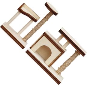 فغيلي 2pcs نموذج أشجار القطط المصغرة لأثاث منزل دمية الإكسسوارات الخشبية مقياس ديكور غير مكتمل التصميم الواقعي تخطيط غرفة الحيوانات الأليفة