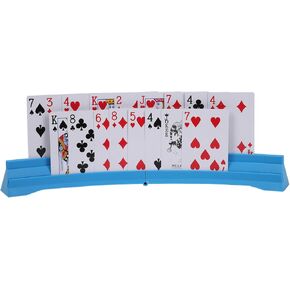 4 Pack Card Holders for Playing Cards,Double Layered Stackable Storage Game Card Tray for Arthritis Patients -Playing Card Rack for Kids Adults Seniors(4 Colors)