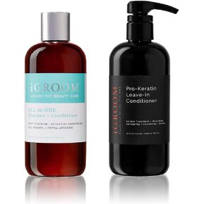 Igroom Dog Shampoo + Deveryer Groomers Bundle-All-in-One ، Clean Clean All Types ، 16 Oz-Pro-Keratin Leaving-In Defangling ، 16 Oz.