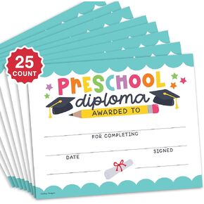 25 Colorful Preschool Graduation Certificates - Prek Diploma Certificate of Achievement, Preschool Diploma Certificate for Kids, Preschool Certificate, Pre K Certificate, Prek Graduation Certificates