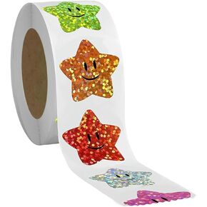 700pcs ملصقات النجوم متعددة الألوان ، ملصقات نجم الوجه المبتسم مكافأة 1INCH 8 رقائق براقة ملونة لمخطط الطلاب ومدرسة مدرس المدرسي 3.15 بوصة (8 سم).