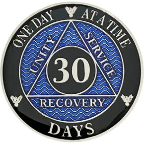 Simply Minimal AA 30 Days Silver Color Plated Coin, Alcoholics Anonymous Medallion