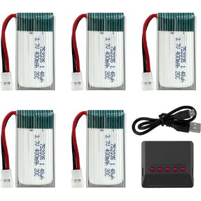 3.7V 400MAH LI بطارية مع شاحن 5in1 لـ SYMA Q11 H99W H31 H6C H98 TR-C385 TR-P51 TR-F22 Quadcopter Parts Model Model Drone بطارية AT-96