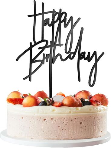 أكريليك أسود عيد ميلاد سعيد الكعكة أعلى كعكة عيد ميلاد أسود علامة ديكورات حفلة عيد ميلاد للرجال in Kuwait
