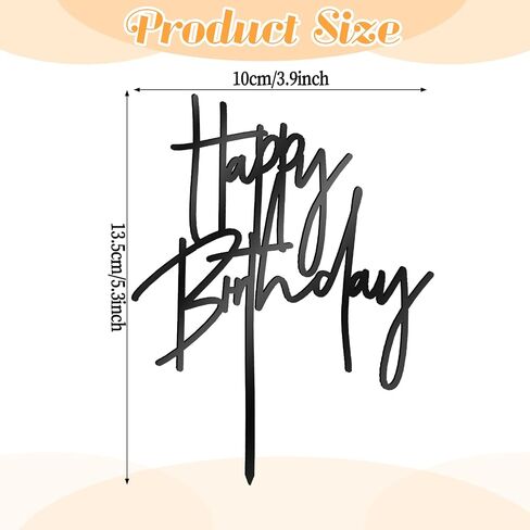 أكريليك أسود عيد ميلاد سعيد الكعكة أعلى كعكة عيد ميلاد أسود علامة ديكورات حفلة عيد ميلاد للرجال in Kuwait