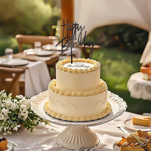 أكريليك أسود عيد ميلاد سعيد الكعكة أعلى كعكة عيد ميلاد أسود علامة ديكورات حفلة عيد ميلاد للرجال in Kuwait