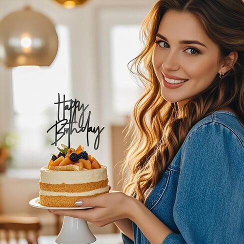 أكريليك أسود عيد ميلاد سعيد الكعكة أعلى كعكة عيد ميلاد أسود علامة ديكورات حفلة عيد ميلاد للرجال in Kuwait