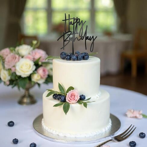 أكريليك أسود عيد ميلاد سعيد الكعكة أعلى كعكة عيد ميلاد أسود علامة ديكورات حفلة عيد ميلاد للرجال in Kuwait