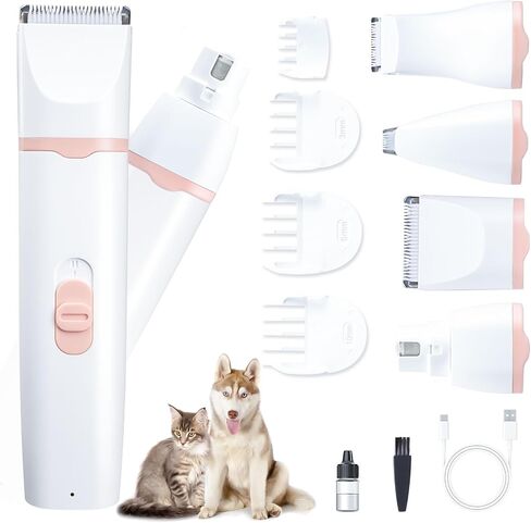 KIKETECH Quiet Dog Grooming Clippers - 4 in 1 Professional Dog Hair Clippers for Small Cats Dogs Pets, Rechargeable Cordless Pet Trimmer for Grooming, PinkRose in Saudi Arabia