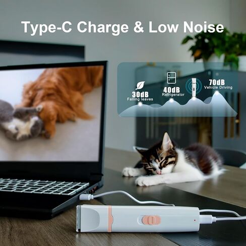 KIKETECH Quiet Dog Grooming Clippers - 4 in 1 Professional Dog Hair Clippers for Small Cats Dogs Pets, Rechargeable Cordless Pet Trimmer for Grooming, PinkRose in Saudi Arabia