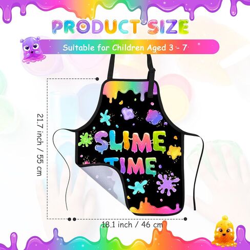 Coume Slime Time Kid Paint Paint Marrons إنه وقت الوحل مئزر مريلة طبخ ماء للعمر 3-7 سنوات الوحل لحفلات الحفلات in Kuwait