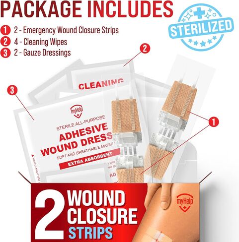 Emergency Wound Closure Strips - 2pk - Laceration Closure Kit - Stitchless & Easy to Use - Butterfly Bandages in Kuwait