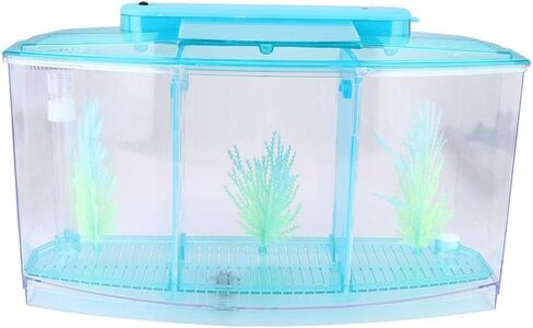 Mini Fish Box, Plastic Aquarium Isolation Box Acrylic Breeding Hatchery Small Fishes Incubator Mini Fish with Three Divisions and LED Light(Purple) in Kuwait