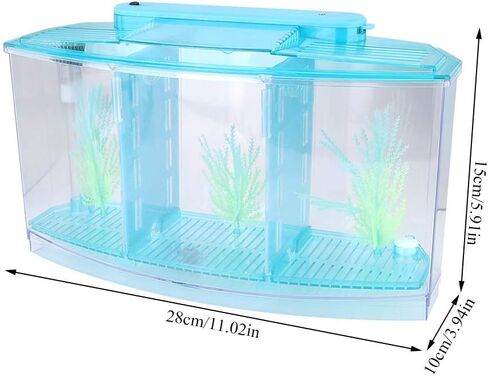 Mini Fish Box, Plastic Aquarium Isolation Box Acrylic Breeding Hatchery Small Fishes Incubator Mini Fish with Three Divisions and LED Light(Purple) in Kuwait