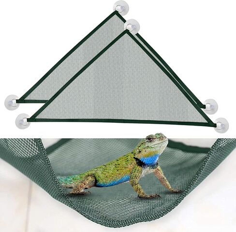 2 Pcs Bearded Dragon Lizard Hammock, Geckos Hammock, Breathable Mesh Reptile Hammock, Suitable for Large & Small Bearded Dragons Anole Geckos Lizards or Snakes（Black） in Kuwait