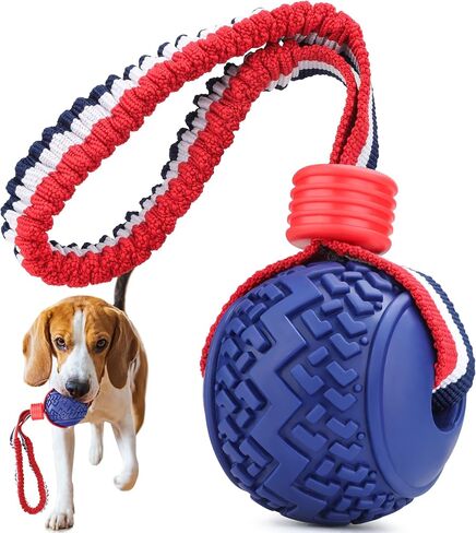 JAKPAK Dog Toys Dog Ball Interactive Dog Ball Rope Toy for Puppy Teething Chew Dogs Ball with Rope Kitten Dog Ball for Medium and Small Dog Ball with Rope for Tug of War, Training, Fetch(Red) in Saudi Arabia